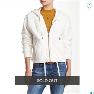 Free People White Quilted Hooded Jacket